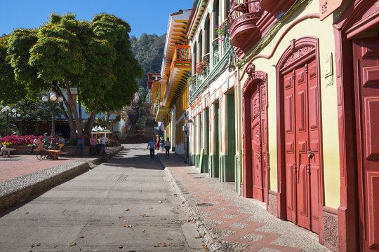 View of colonial city Jardin, Antoquia, Colombia
