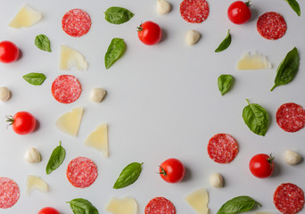 Pizza ingredients  on white background
