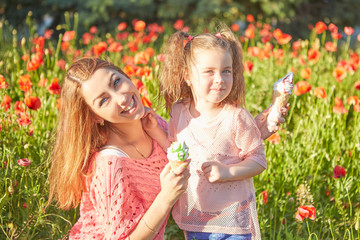 Happy Playful family, mother and daughter.