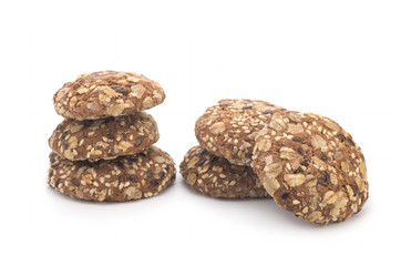 Fototapeta na wymiar Dietary oatmeal cookies on a white background