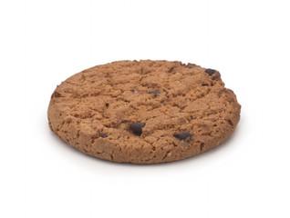 Oatmeal cookies with chocolate on a white background
