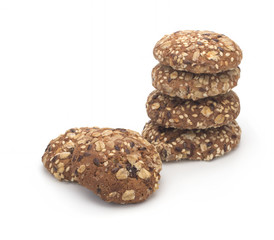 Dietary oatmeal cookies on a white background