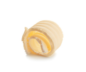 Delicious butter curl on white background, closeup