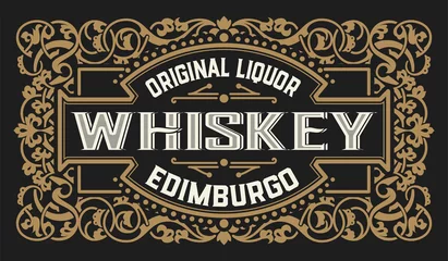 Behang Vintage labels Vintage label voor het verpakken van whisky