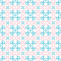 Seamless Flowers baby pink and blue pattern. vector.