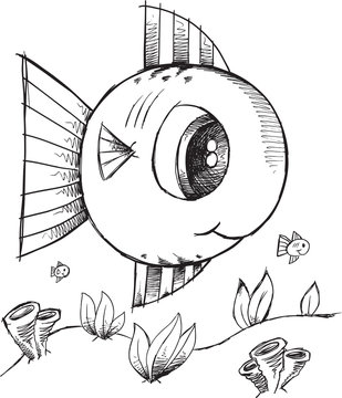 Doodle Fish Vector Illustration Art