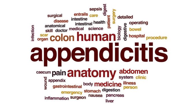 Appendicitis animated word cloud, text design animation.