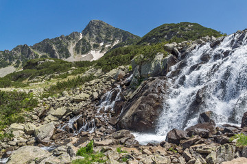 Waterfall and Sivrya peak, Pirin Mountain, Bulgaria