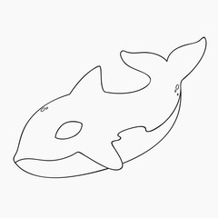 killer whale, orca line art vector on white background.