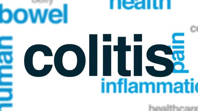 Colitis crisis animated word cloud, text design animation.