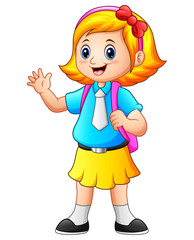Cute girl go to school 