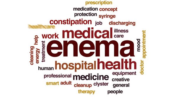 Enema animated word cloud, text design animation.