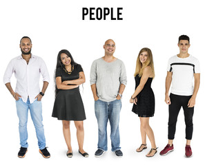 Group of Diversity Adult People Together Set Studio Isolated