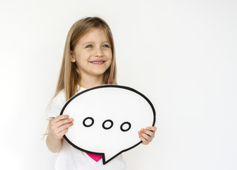 Kid portrait holding paper icon