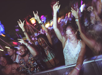People Enjoying Live Music Concert Festival