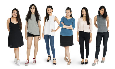 Obraz premium Group of Asian Adult Women People Set Studio Isolated