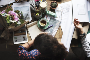 Businesswoman Sitting Working at Office