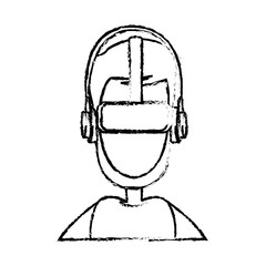 sketch man wearing vr goggles image vector illustration