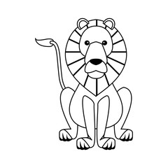 lion sits dangerous predator animal vector illustration