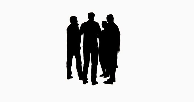 4k Business people silhouette talking.