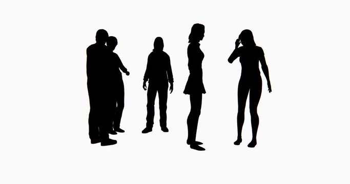 4k Business people silhouette talking or Using mobile Phones.
