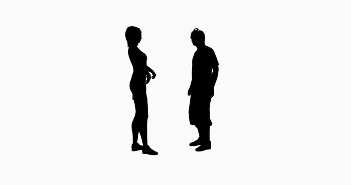 4k two people silhouette talking.