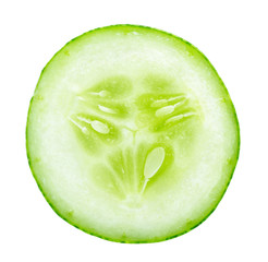 Slice of fresh cucumber isolated on white background