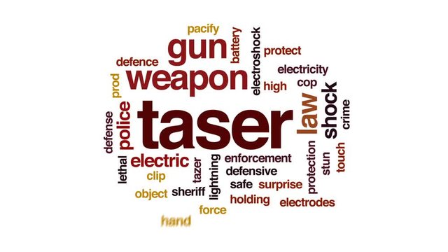 Taser animated word cloud, text design animation.