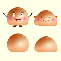 Bread vector with smiley character vector illustration