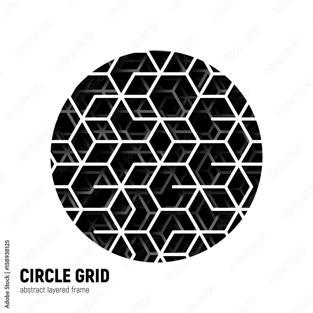 Aufkleber Abstract circle shape with layered lines triangular grid and shadow