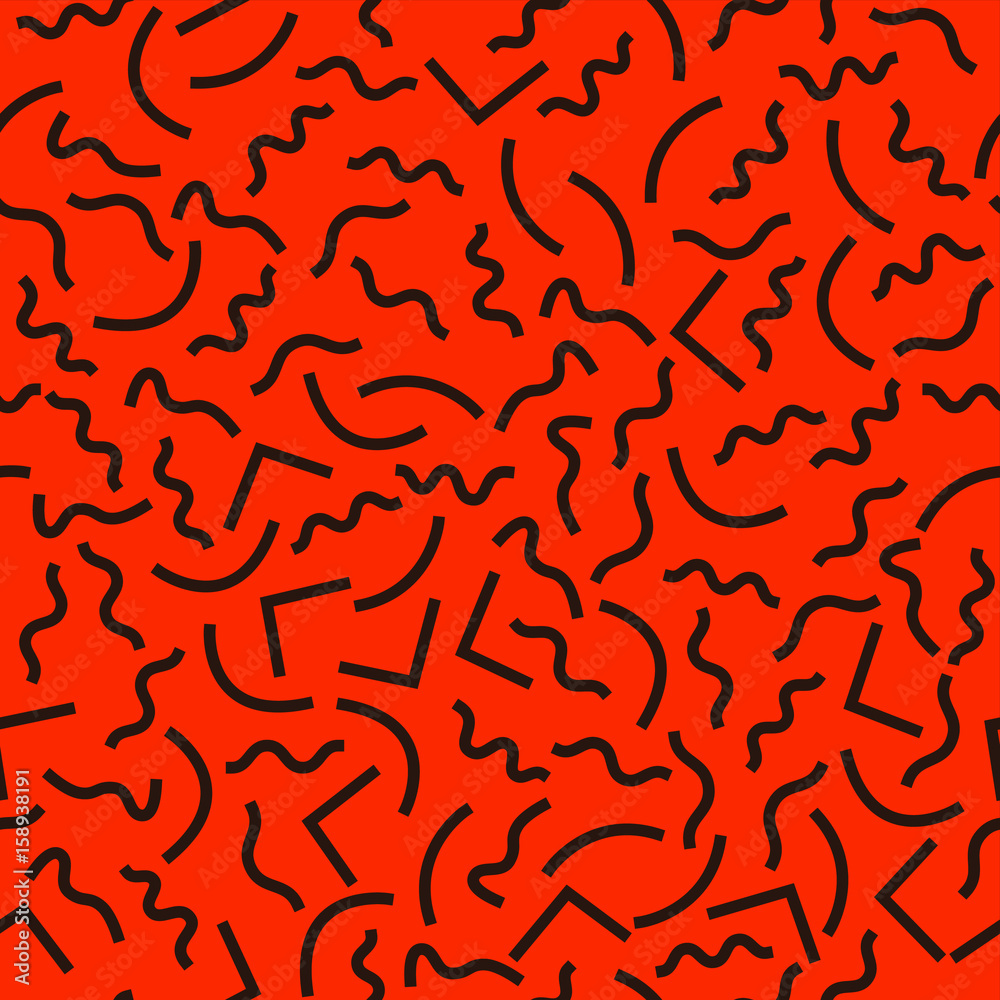Poster seamless pattern with 80s memphis geometics style and single tone colors