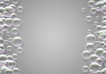 Soap bubbles abstract background with rainbow colored airy foam