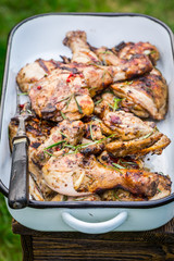 Spicy grilled chicken with rosemary and spices