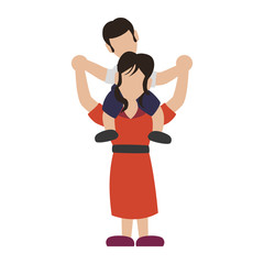 mom faceless son vector illustration graphic design icon