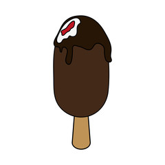 chocolate popsicle over white background vector illustration design 