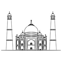 Mosque illustration, hand drawn, sketch