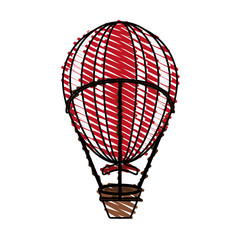 Fototapeta na wymiar Red and white hot air balloon doodle vector illustration design 