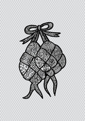 Ketupat  Indonesian fraditional Food. Zentangle style