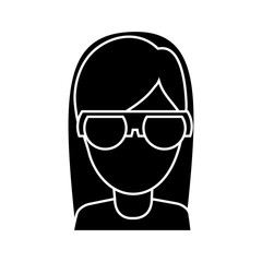 hipster woman wearing glasses icon over white background vector illustration