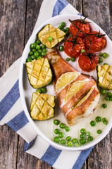 Baked fish with vegetables