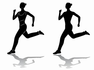 Fototapeta na wymiar silhouette of a running woman, vector draw