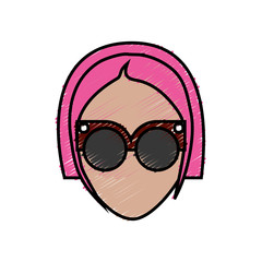 Woman wearing glasses icon over white background vector illustration