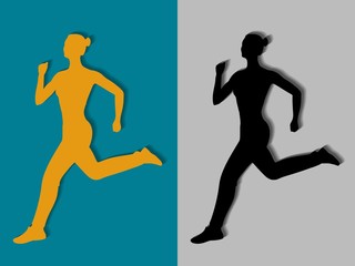 silhouette of a running woman, vector draw