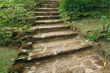 Natural stone stairs landscaping in garden