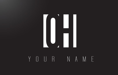 OH Letter Logo With Black and White Negative Space Design.