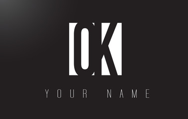 OK Letter Logo With Black and White Negative Space Design.
