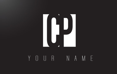 CP Letter Logo With Black and White Negative Space Design.