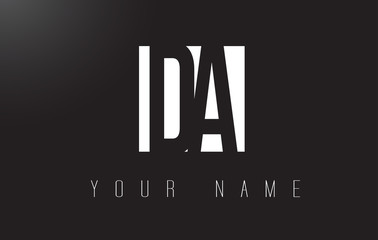 DA Letter Logo With Black and White Negative Space Design.