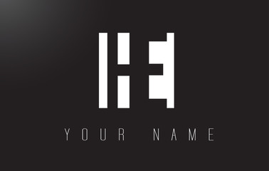 HE Letter Logo With Black and White Negative Space Design.