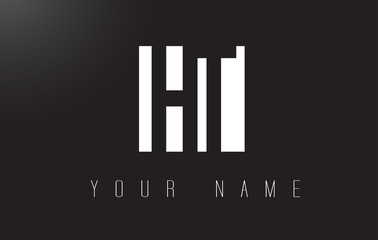 HT Letter Logo With Black and White Negative Space Design.